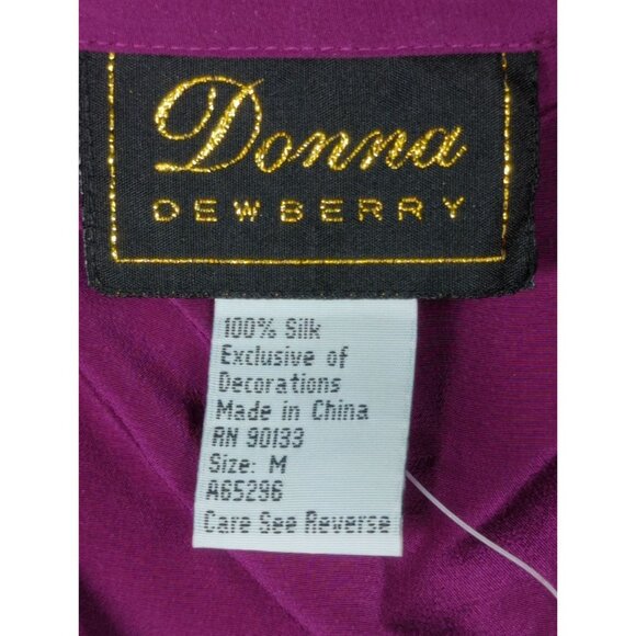 Vintage Donna Dewberry Womens M Silk Embroidered Top Fuchsia QVC New Roomy Fit - Picture 3 of 11